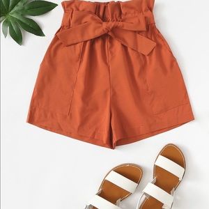 Ruffle Waist Self-Tie Shorts